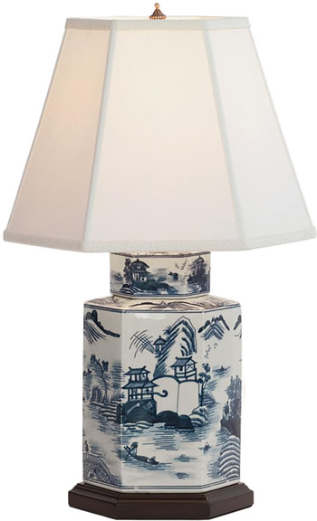 Blue Willow and Blue and White Landscape Table Lamps - Deep Discount ...