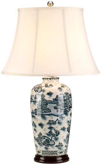 Blue Willow and Blue and White Landscape Table Lamps - Deep Discount ...