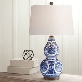 Blue & White Chinoiserie Table Lamps - Deep Discount Lighting