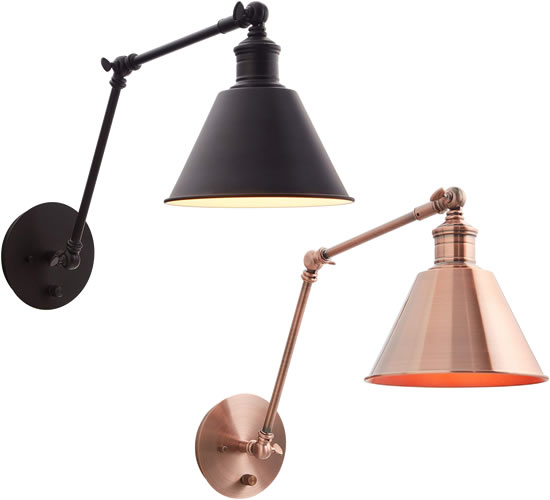 copper swing arm wall lamp